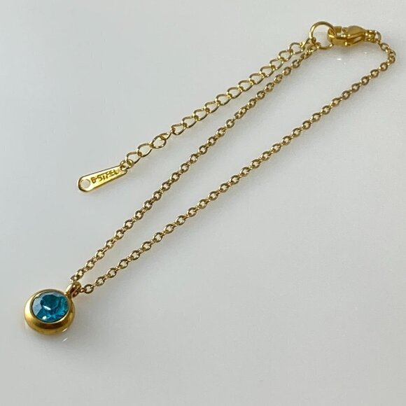 Birthstone Drop Cable Chain Link Bracelet Stainless Steel - Picture 8 of 8